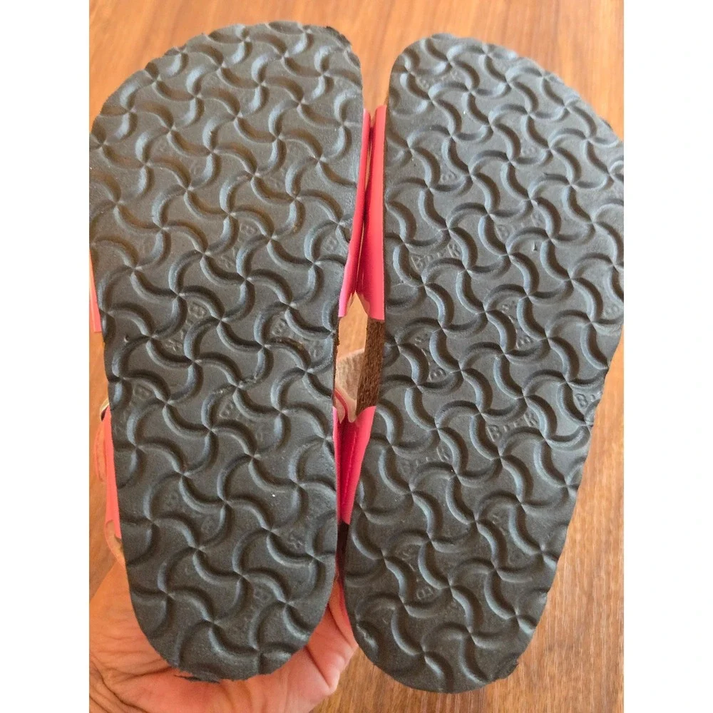 Birkenstock Rio Kids Pink Patent Birko-Flor Ankle Strap Sandals Size 27 EU 10 US